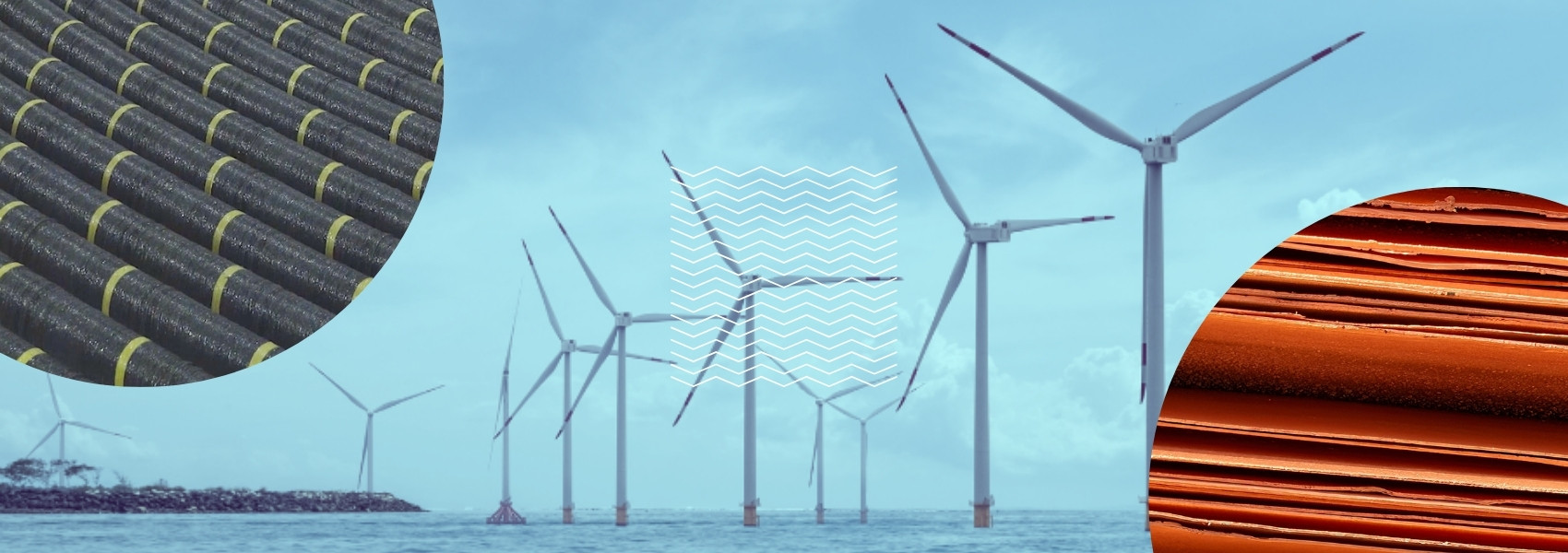 Offshore wind farm with focus on subsea cables and copper