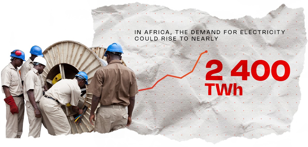 In Africa, the demand for electricity could rise to nearly 2400 TWh